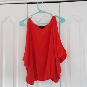 RedOrange off the shoulder top by A. Byer, medium